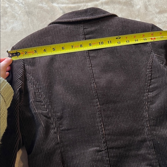 JACOB Vintage Corduroy Brown Cotton Button-up Blazer Long Open Coat - Size 3/4 - Picture 14 of 16